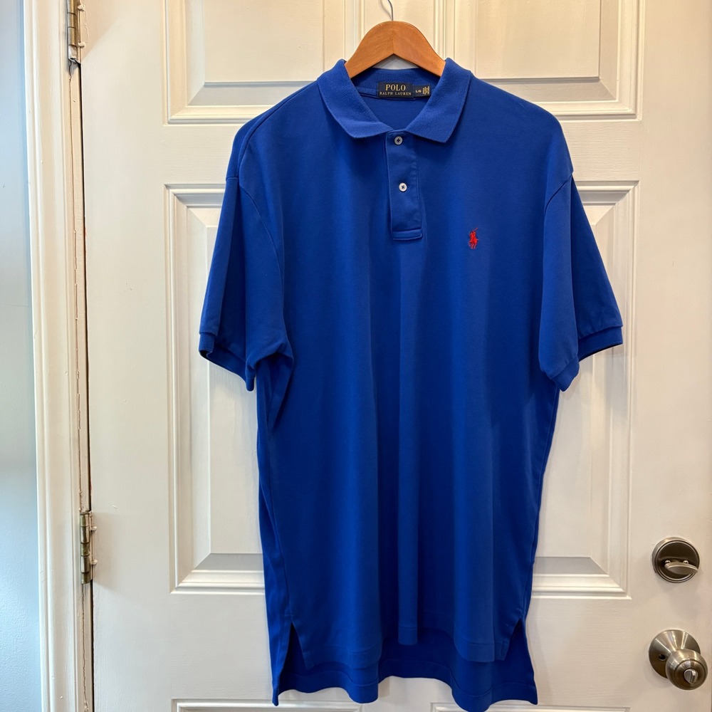 Polo Ralph Lauren Mens Royal Blue Short Sleeve Cotton Polo Shirt L Red Pony Golf